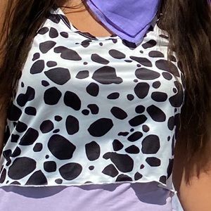 Cow Print Silk Tank Top